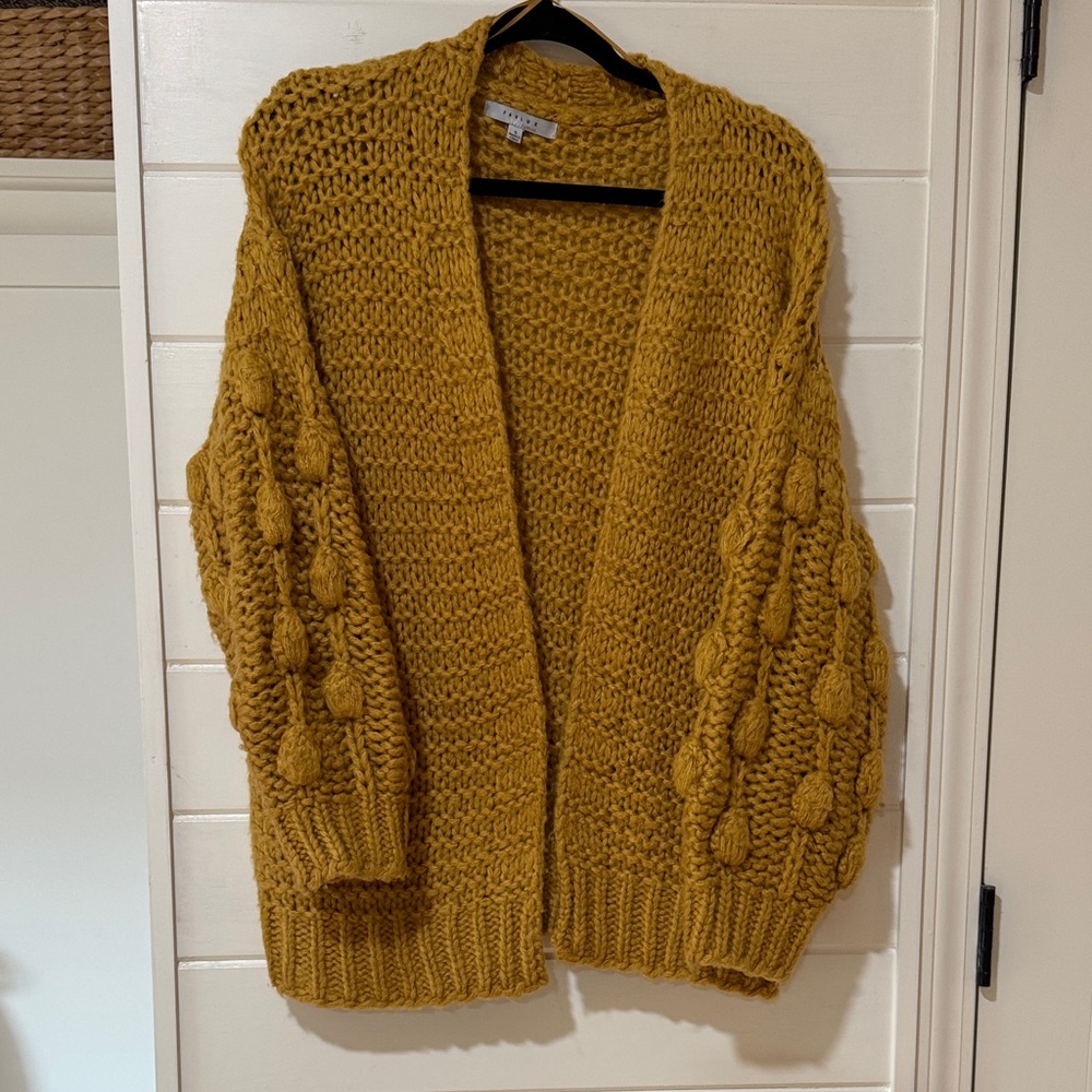Chunky Mustard Cardigan Sweater